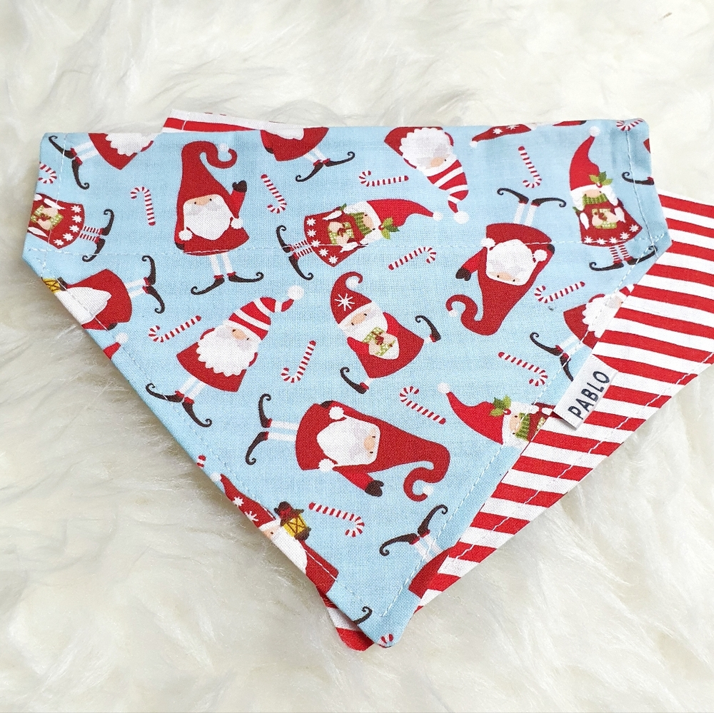 🐶 5 for $15 * Pablo Christmas Mini Santa & Stripes Reversible dog Bandan